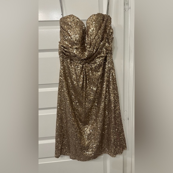 Alfred Angelo gold sequined strapless bridesmaid dress size 12 - Picture 1 of 5